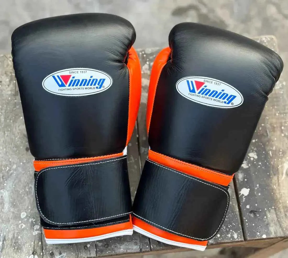 Winning Boxing Gloves Black/Orange Lace-Up