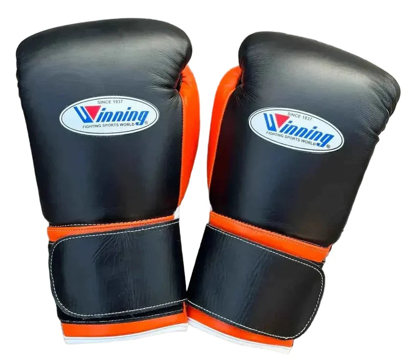 Winning Boxing Gloves Black/Orange Lace up