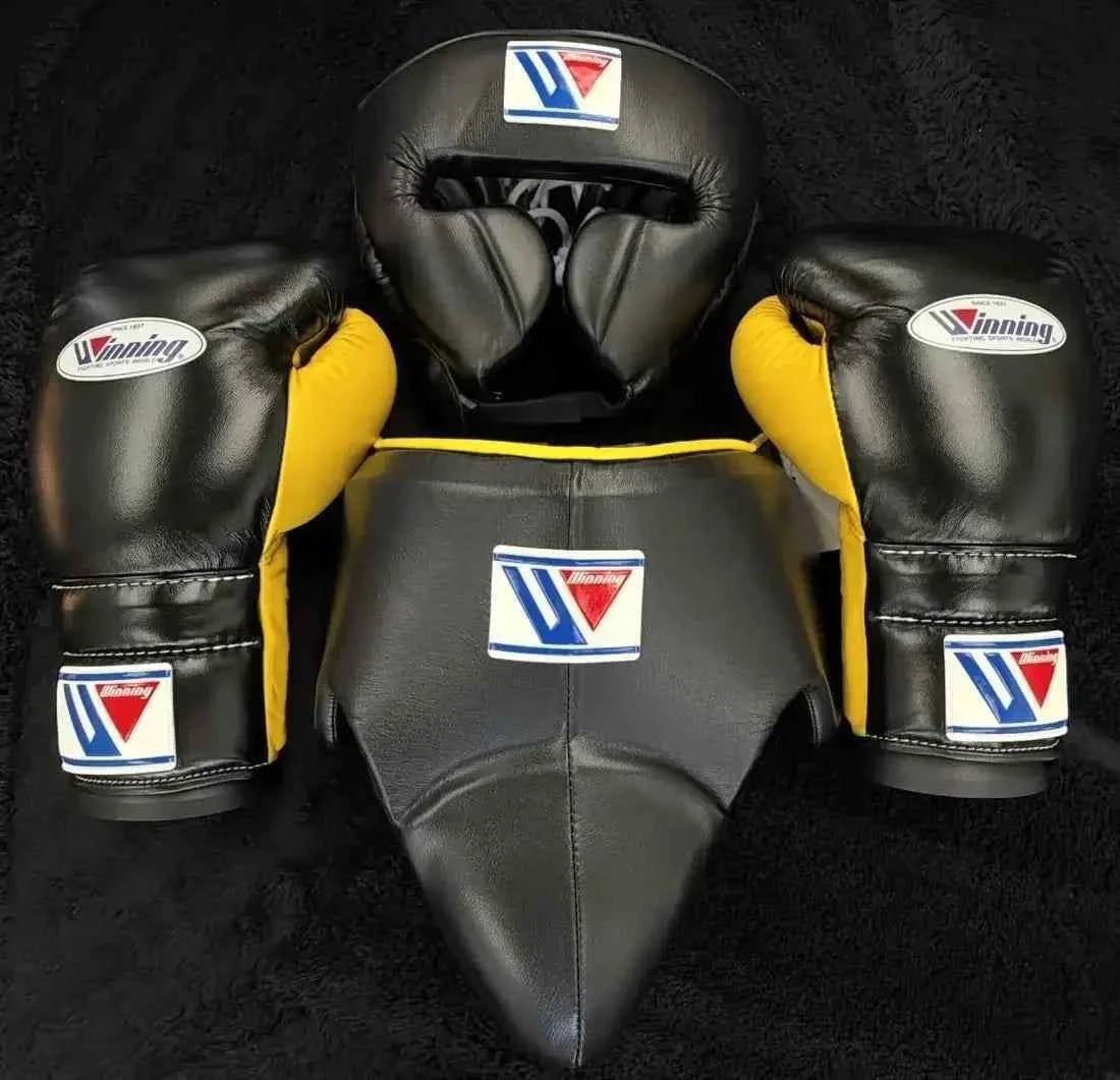 Winning Boxing Set Black/Yellow Leather
