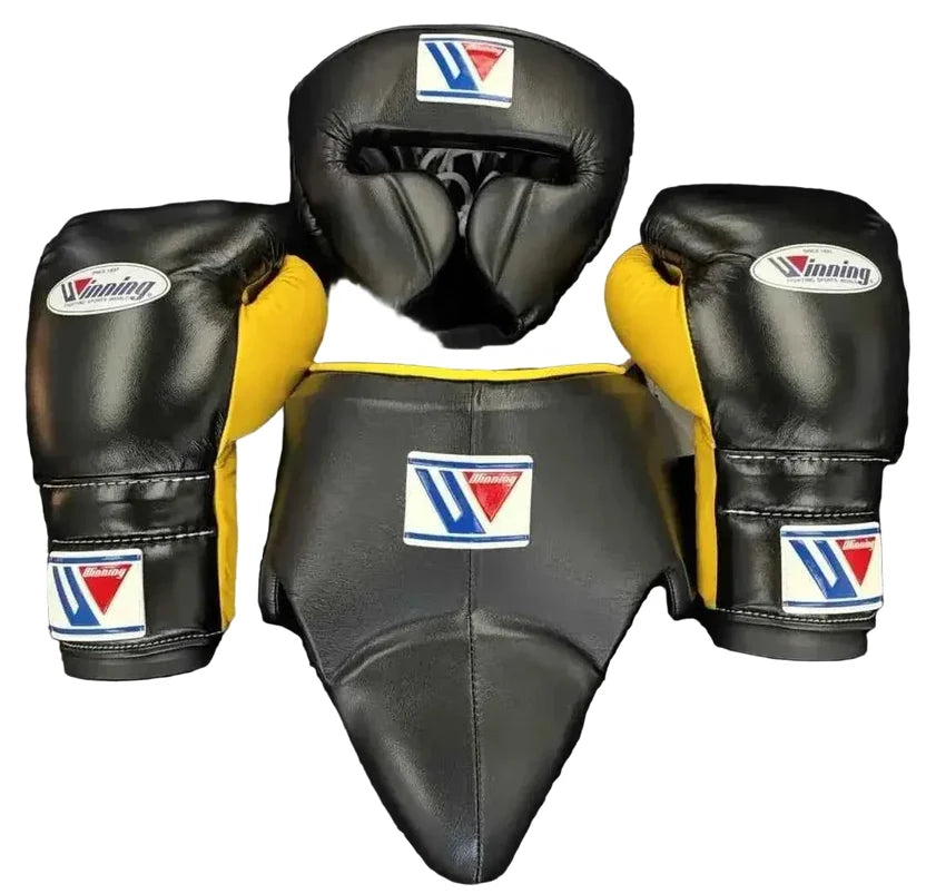 Winning Boxing Set Black/Yellow Leather