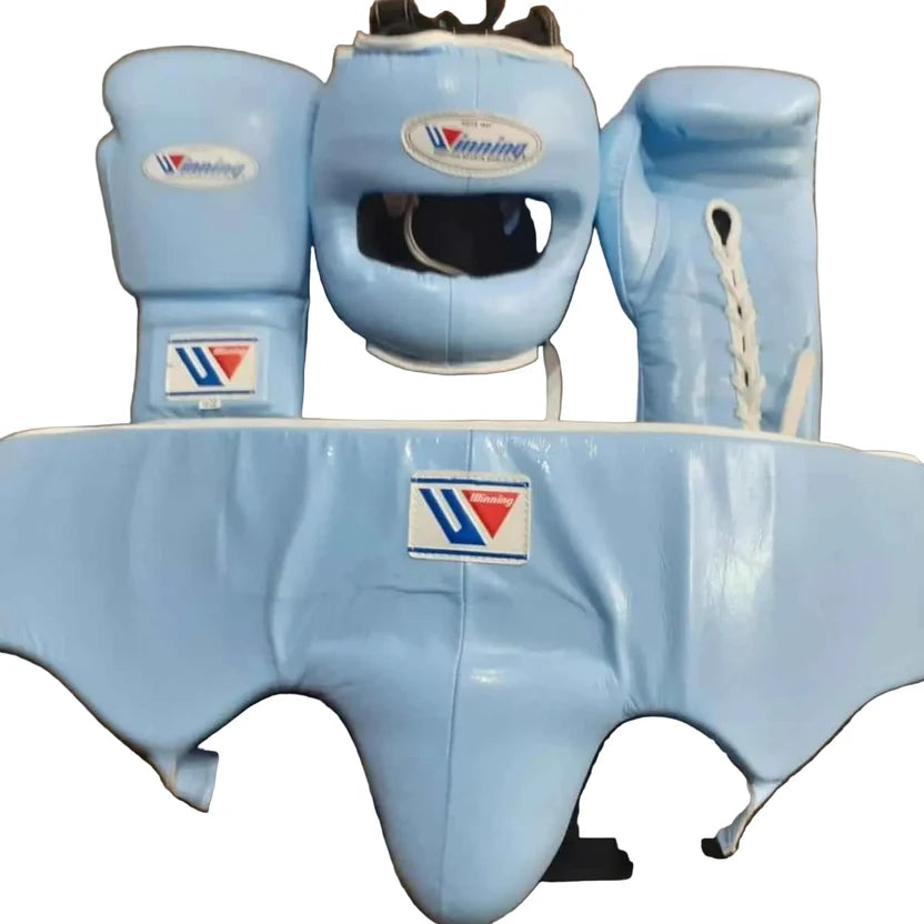 Winning Boxing Set Blue/White Leather