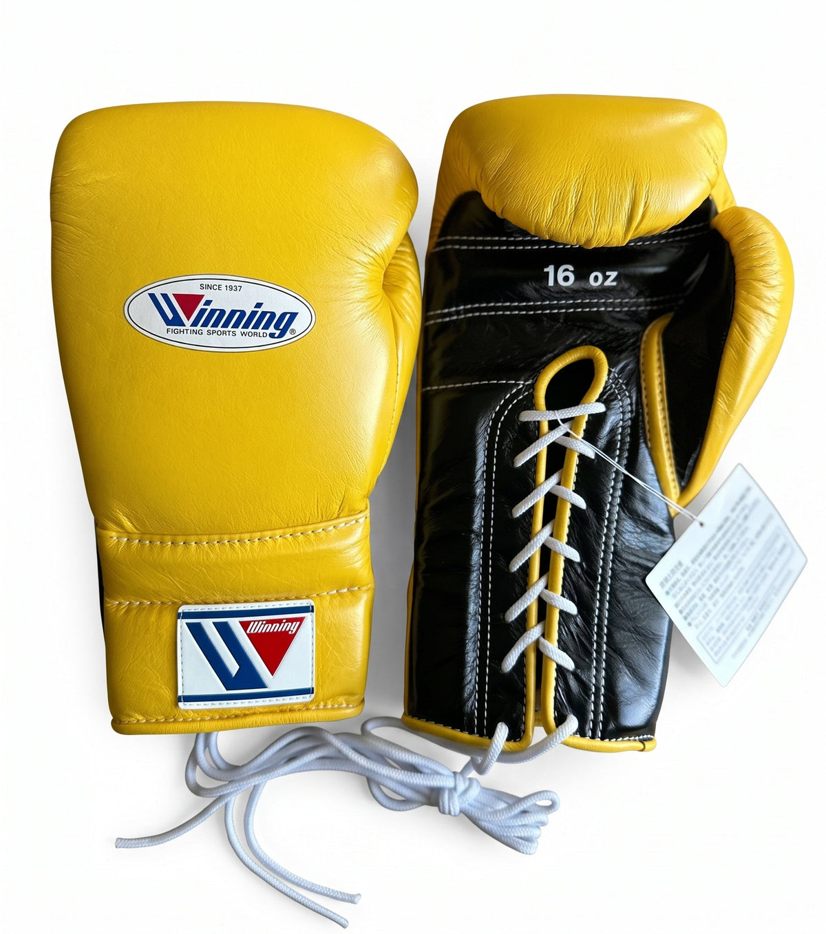 Winning Boxing Gloves Yellow/Black/White Lace up