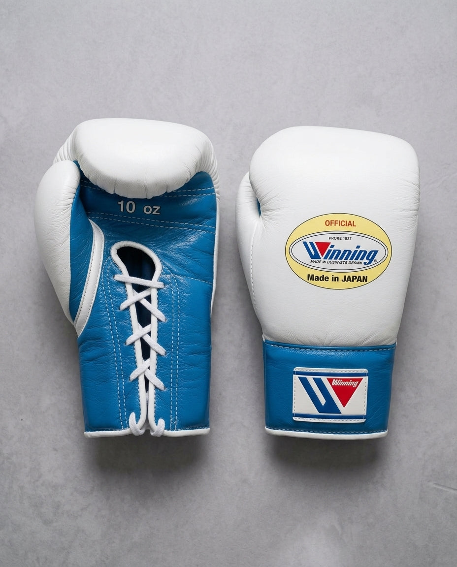 Winning Boxing Set White/Blue Leather