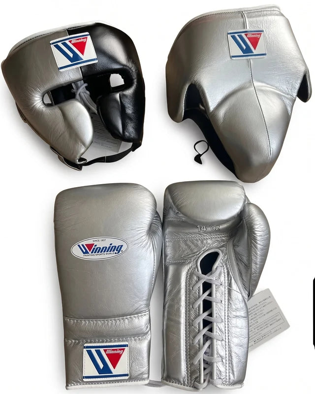 Winning Boxing Set Black/Silver Leather