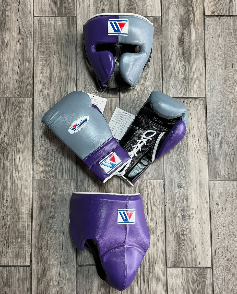 Winning Boxing Set Grey/Black/Purple Leather