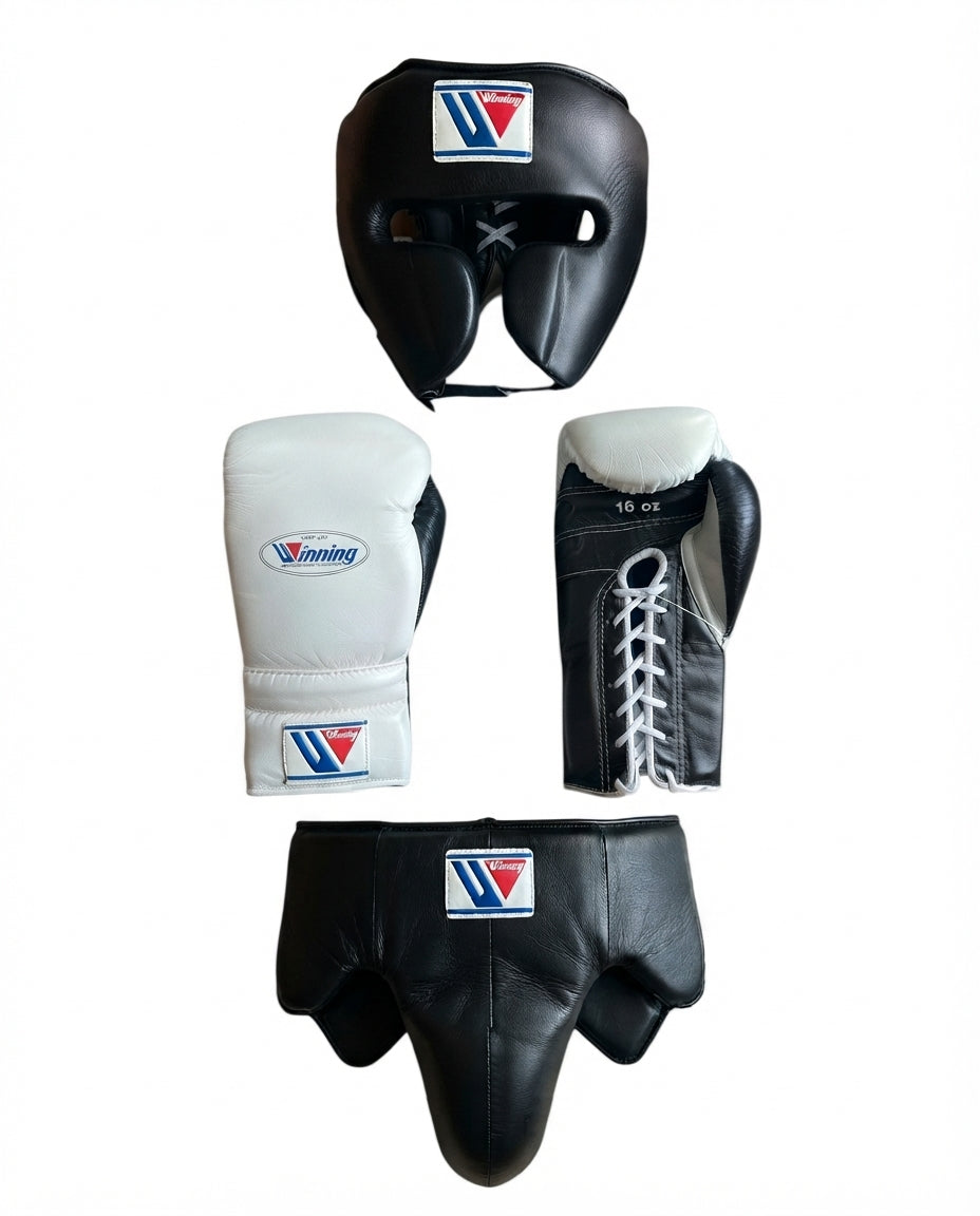 Winning Boxing Set White/Black Leather