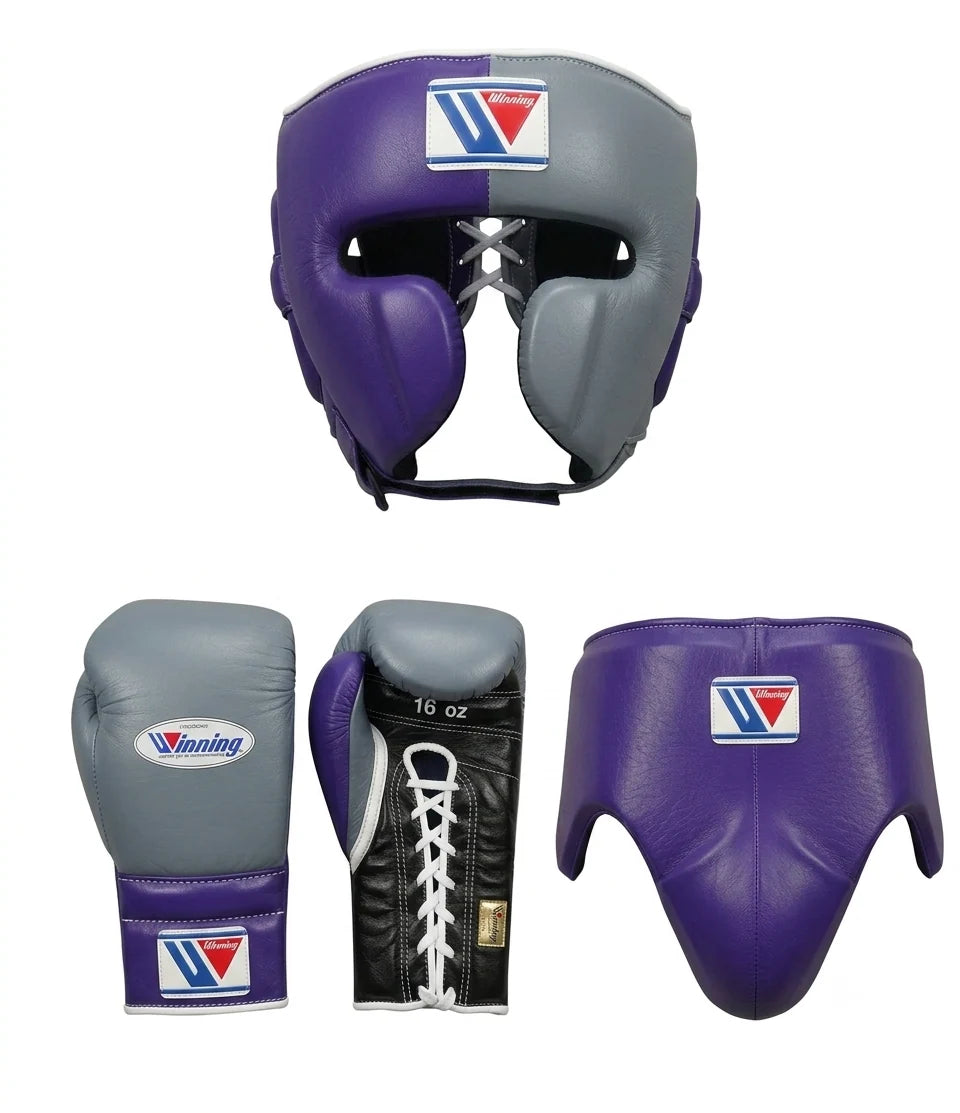 Winning Boxing Set Grey/Black/Purple Leather