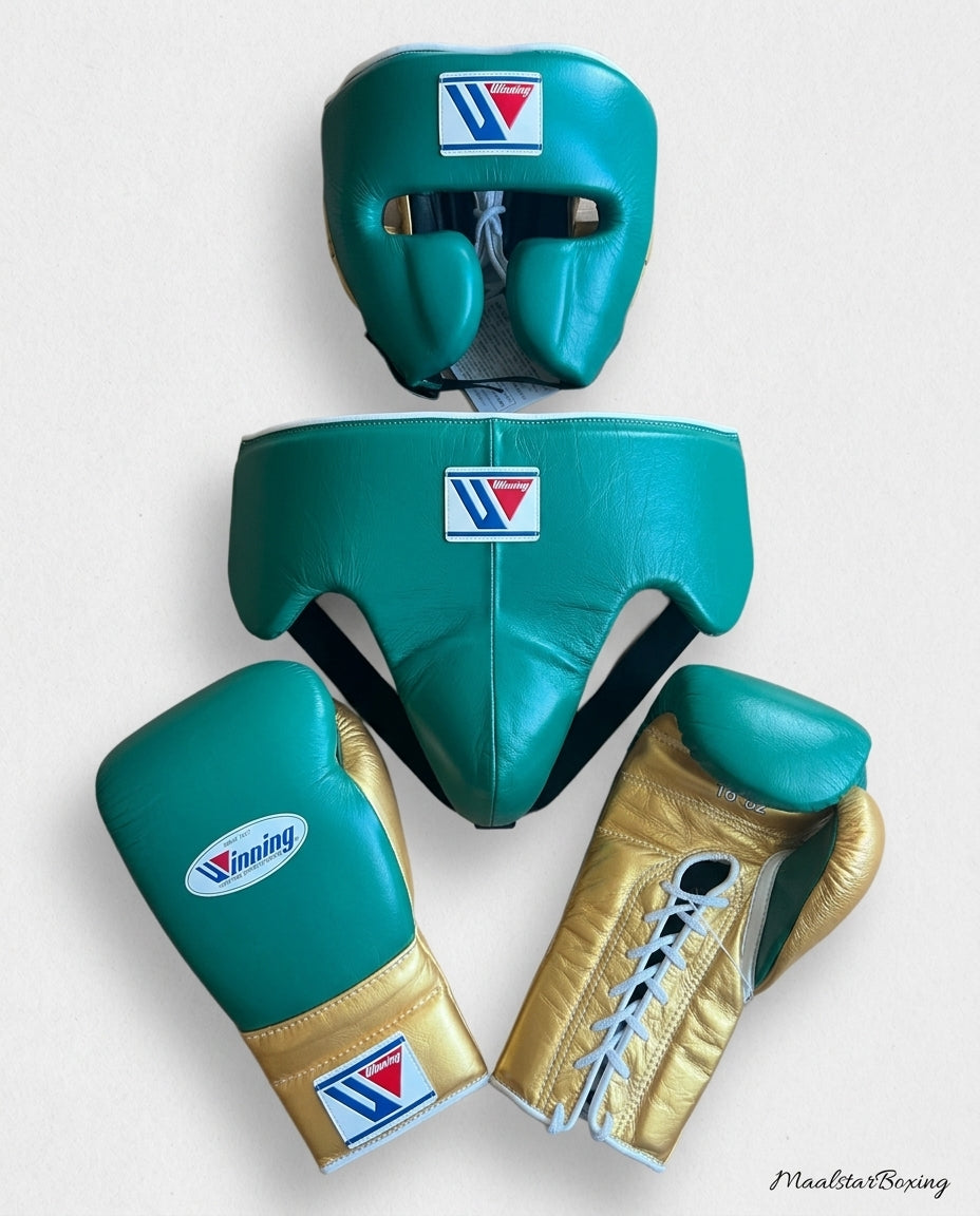 Winning Boxing Set Green/Gold Leather