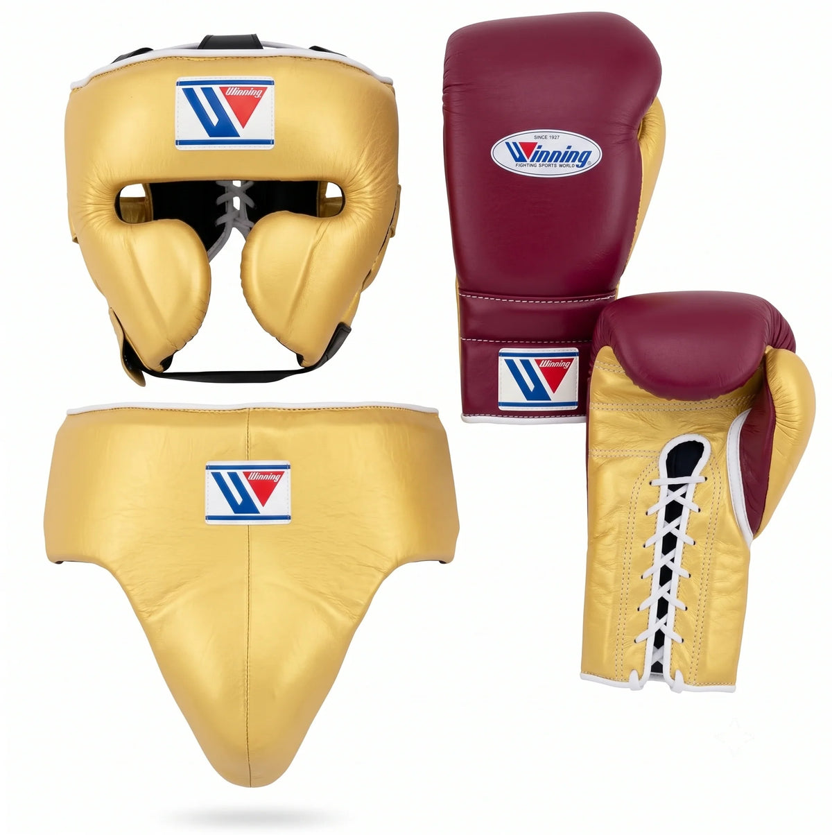 Winning Boxing Set Gold/Maroon Leather