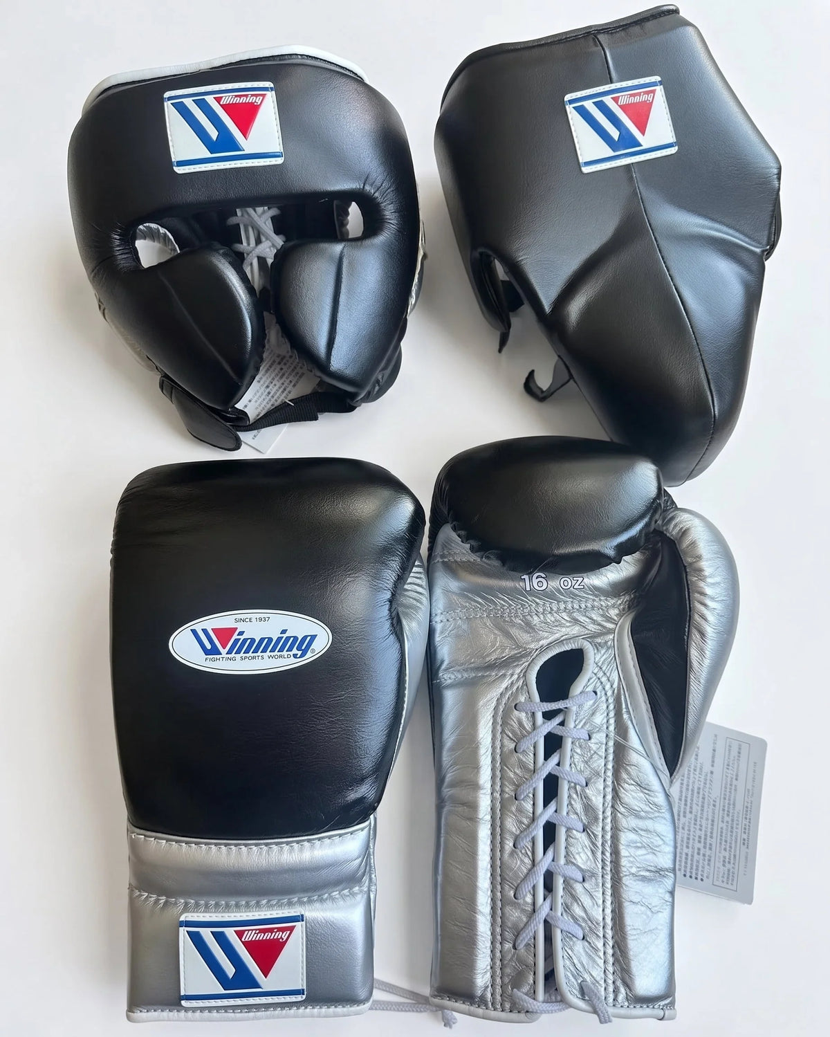 Winning Boxing Set Black/Silver Leather