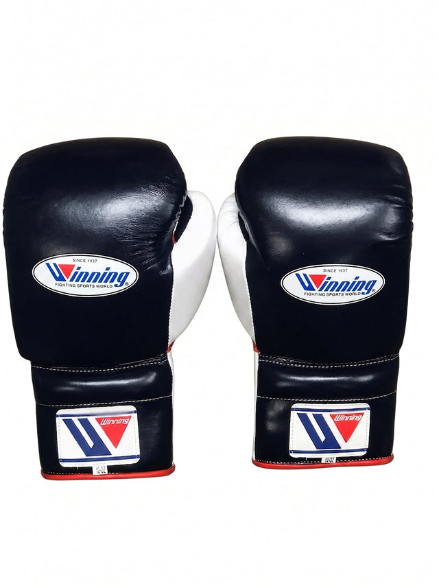 Winning Boxing Gloves Black/White/Orange Lace up