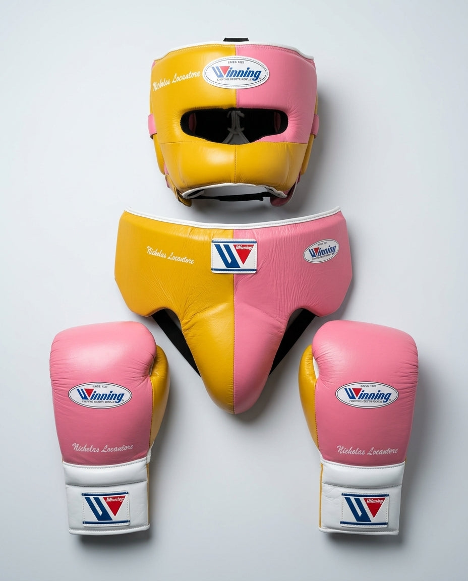 Winning Boxing Set Pink/White/Yellow Leather