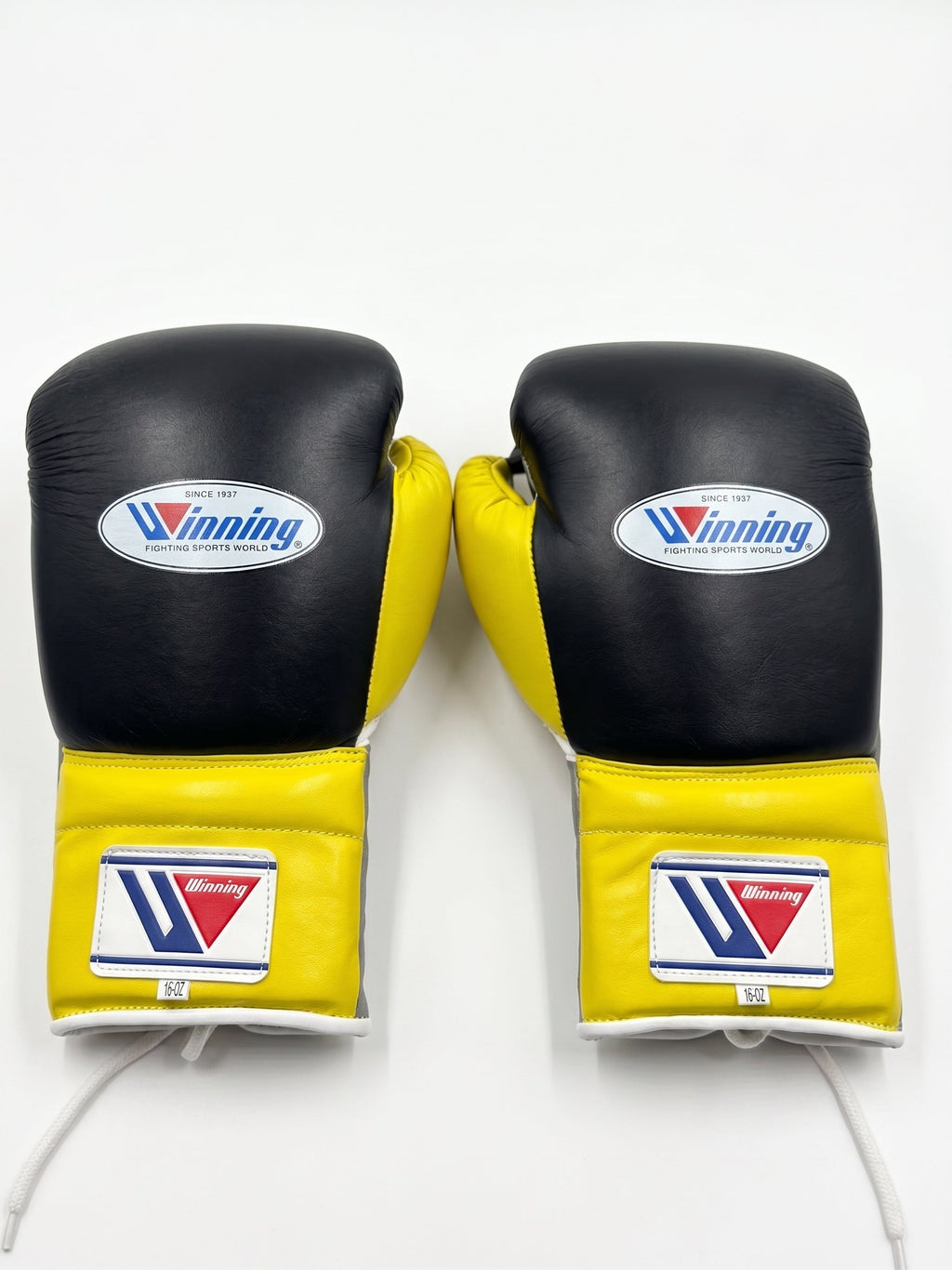 Winning Boxing Gloves Black/Yellow/Grey Lace up
