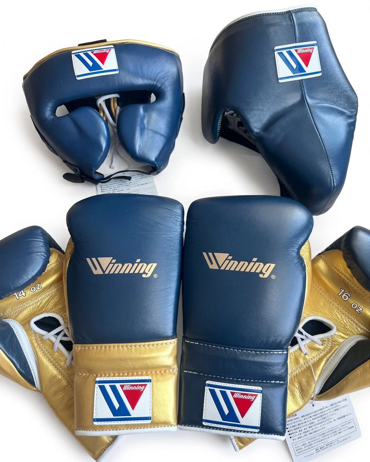 Winning Boxing Set Blue/Gold Leather