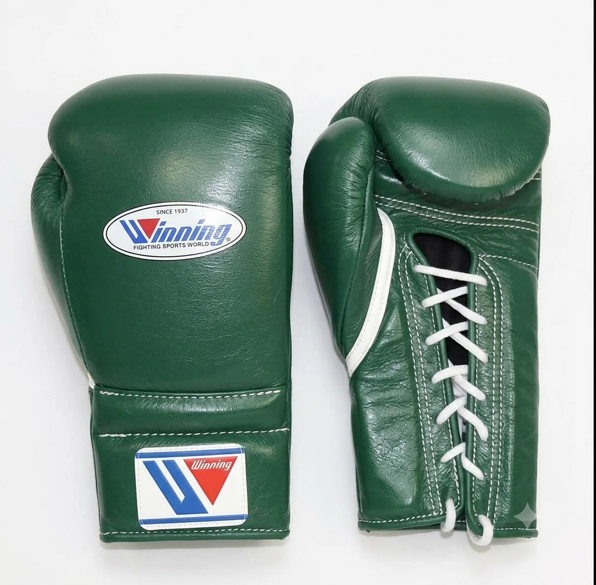 Winning Boxing Gloves Green/White Lace-Up