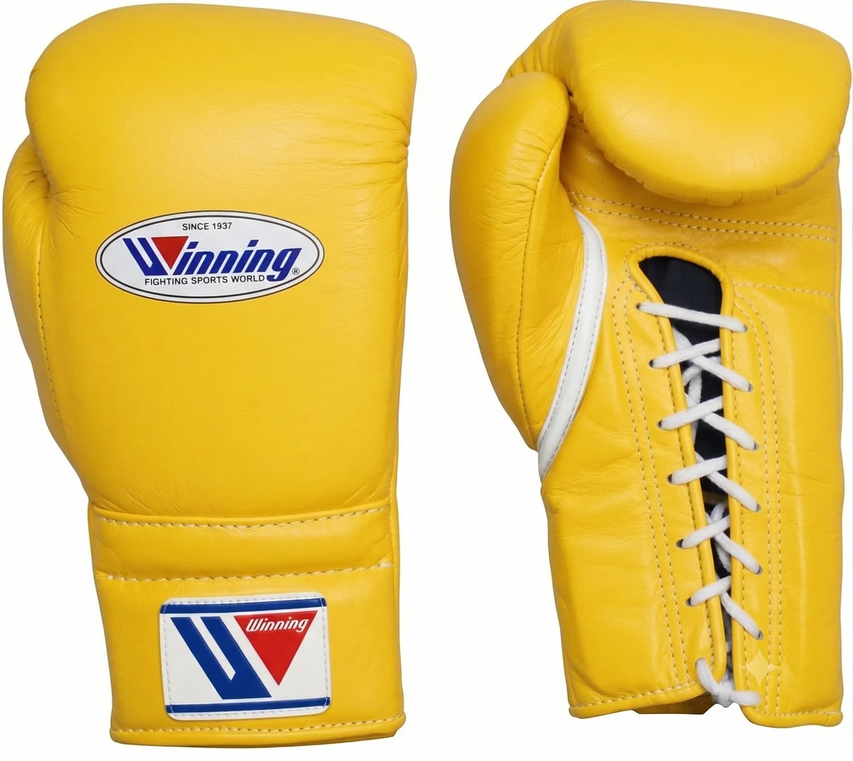 Winning Boxing Gloves Yellow/White Lace-Up
