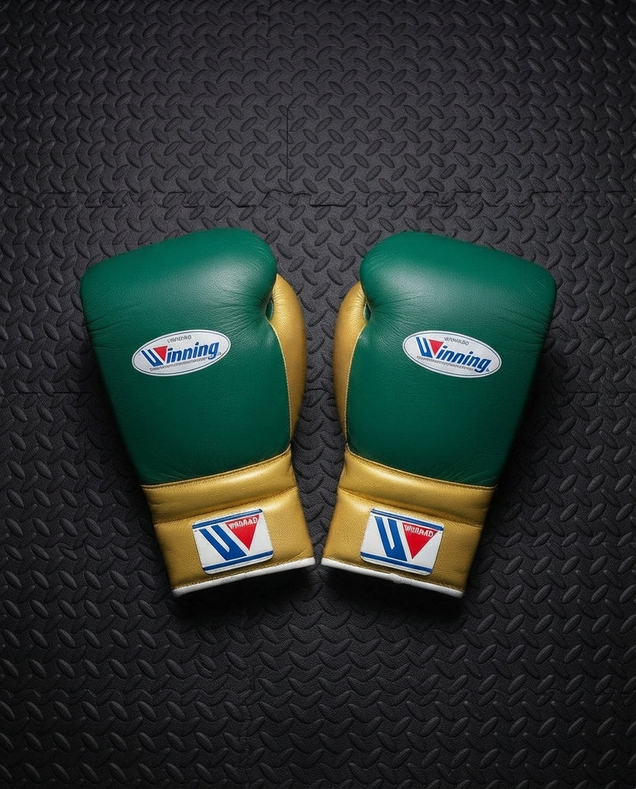 Winning Boxing Set Green/Gold Leather