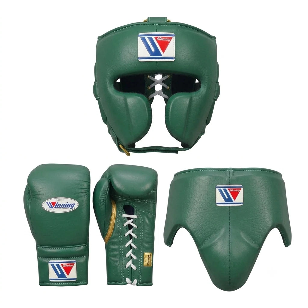Winning Boxing Set Green/Gold Leather