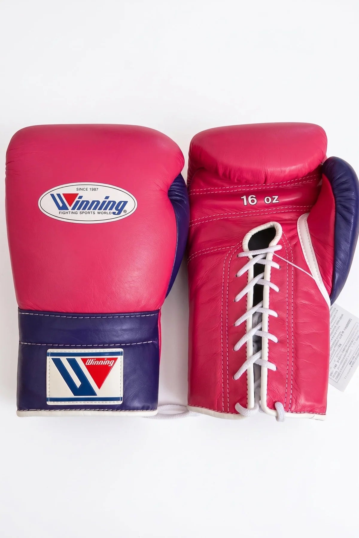 Winning Boxing Gloves Pink/Blue/White Lace up
