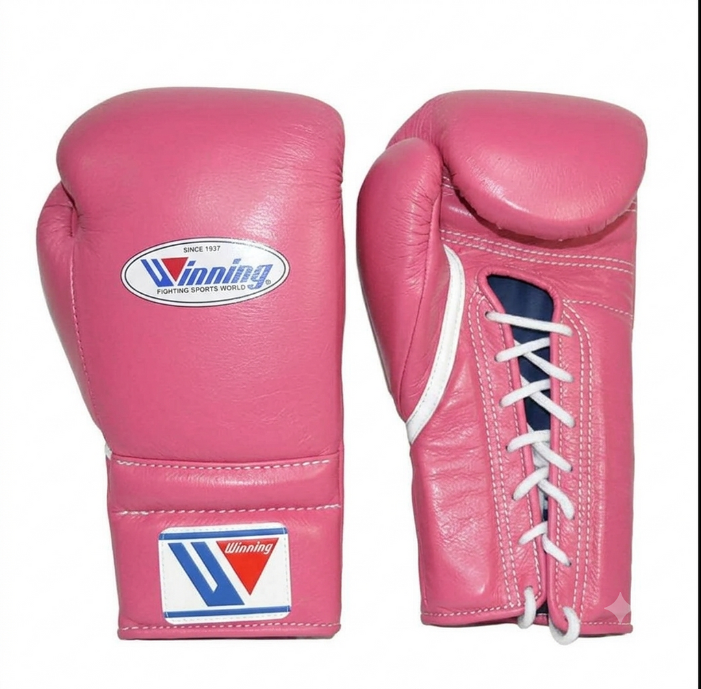 Winning Boxing Gloves Pink/white  Lace up