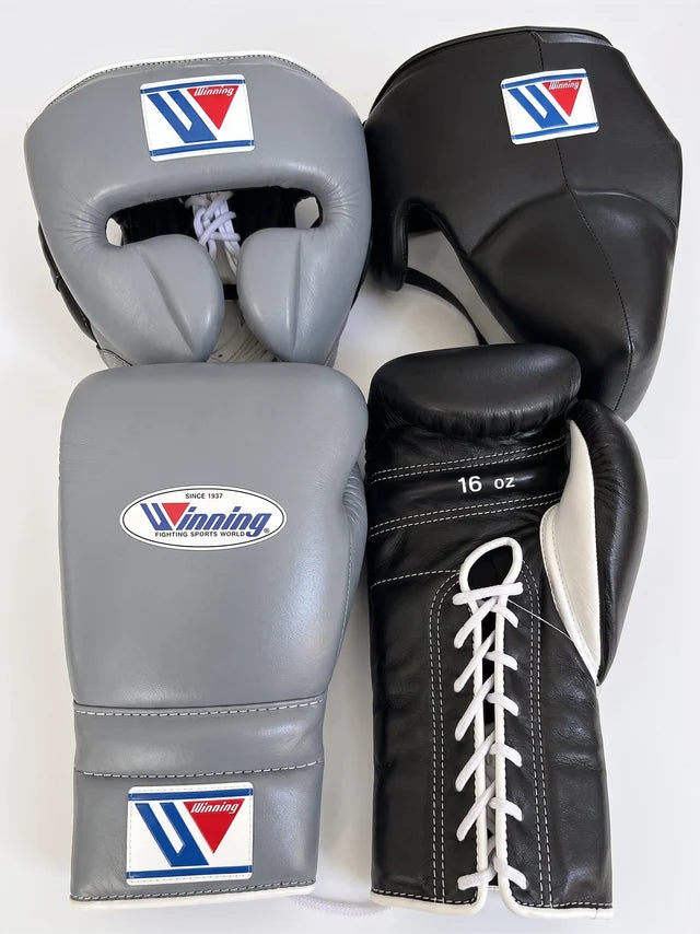 Winning Boxing Set Black/Grey Leather