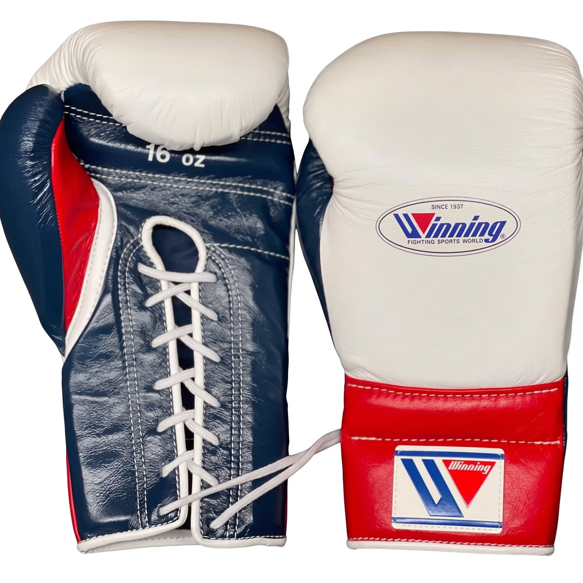 Winning Boxing Gloves Blue/ Red/White Lace up