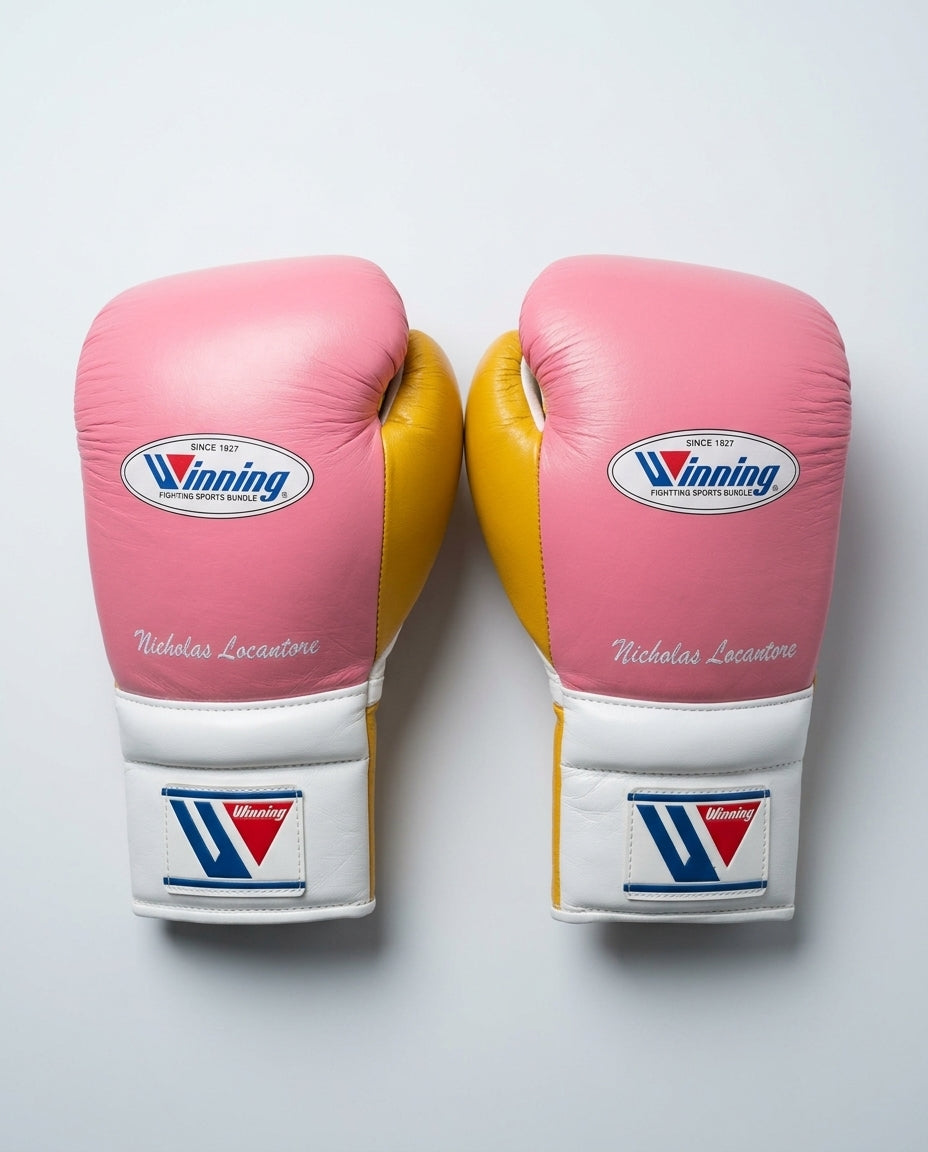 Winning Boxing Set Pink/White/Yellow Leather