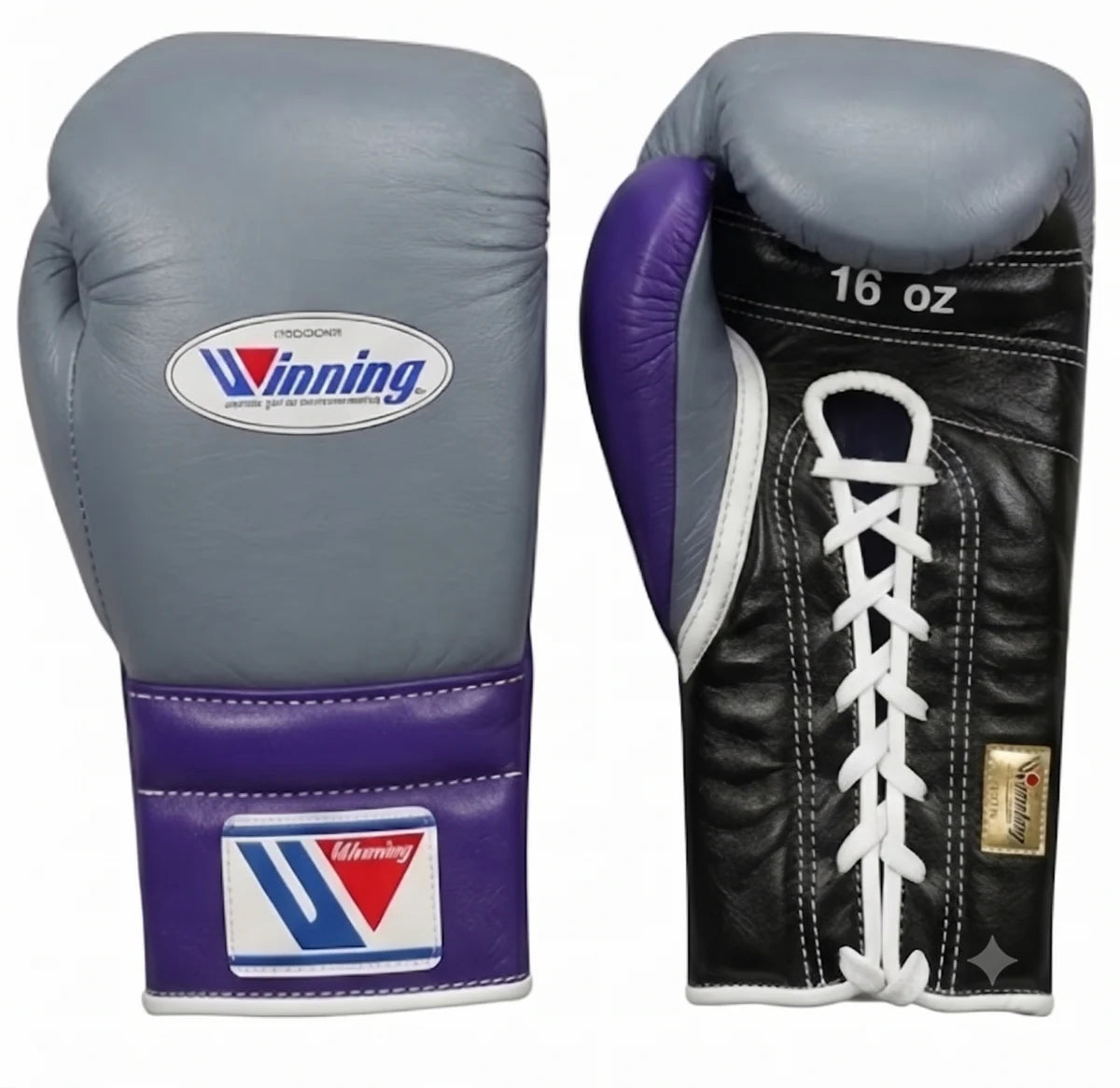 Winning Boxing Gloves Grey/ Purple/Black Lace-Up