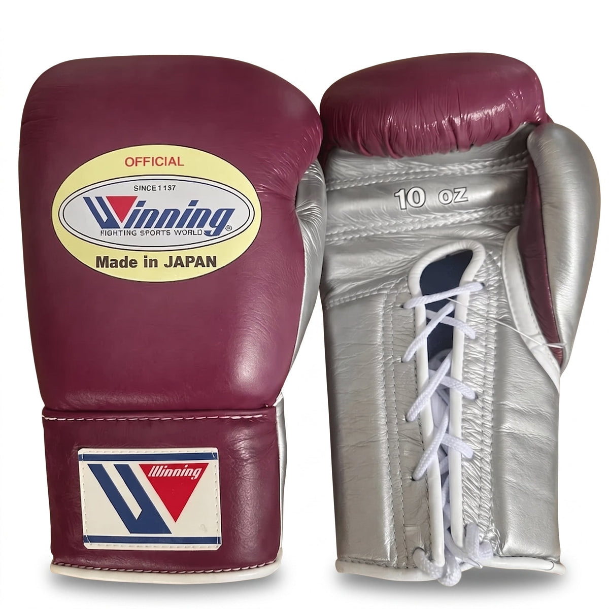 Winning Boxing Gloves Maroon/Grey/White Lace up