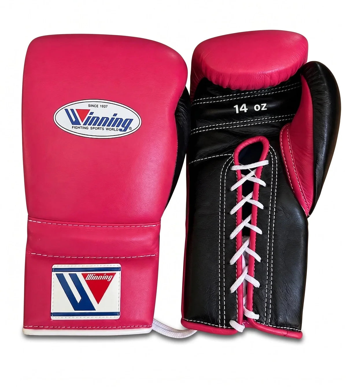 Winning Boxing Gloves Pink/Black/White Lace up