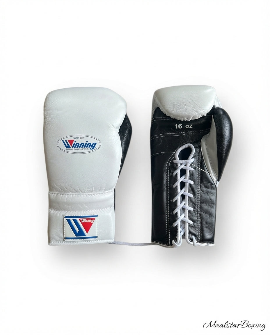 Winning Boxing Set White/Black Leather