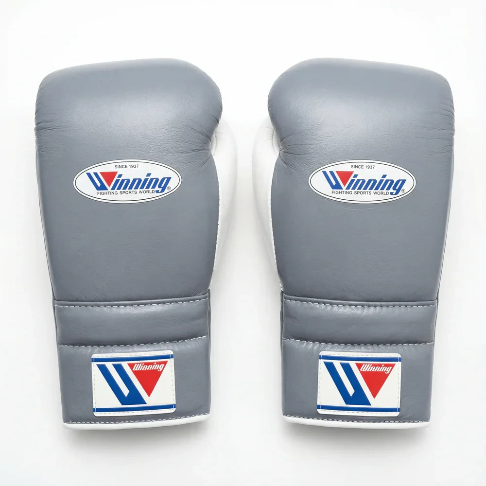 Winning Boxing Gloves Grey/Black/White Lace-Up
