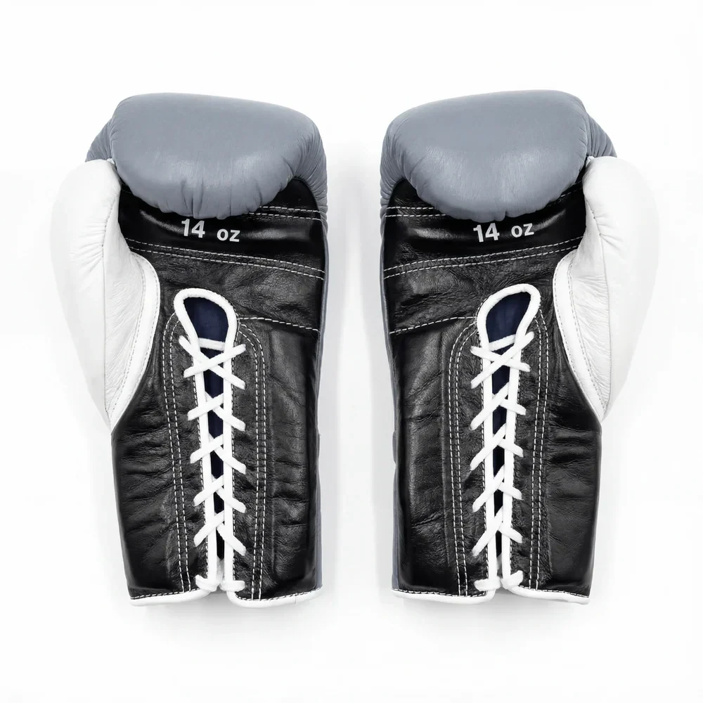 Winning Boxing Gloves Grey/Black/White Lace-Up