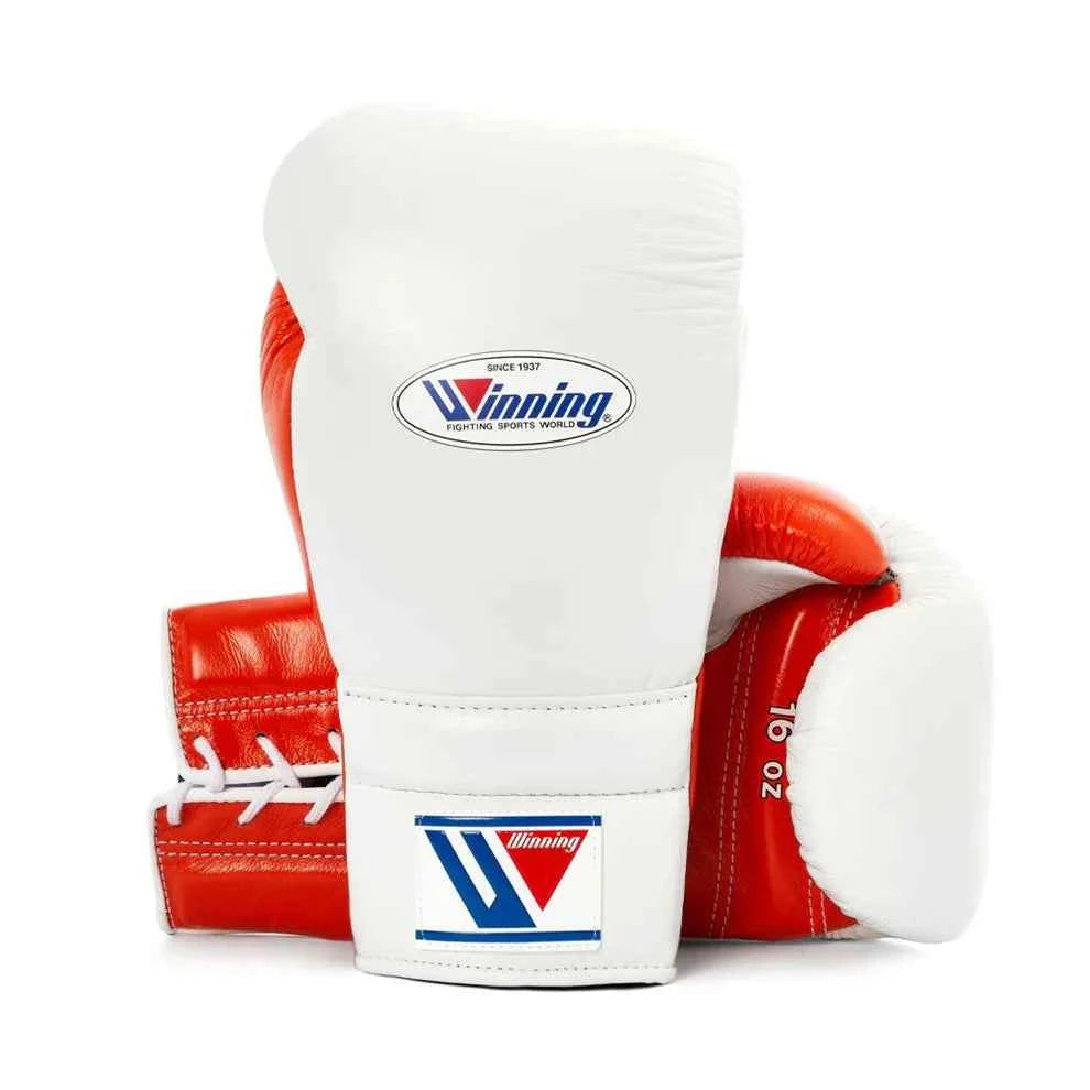Winning Boxing Gloves White/Orange  Lace-Up