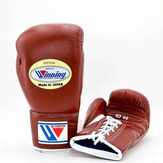 Winning Boxing Gloves Brown Lace-Up