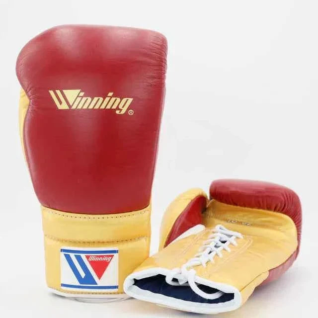Winning Boxing Gloves Maroon/Golden Lace up