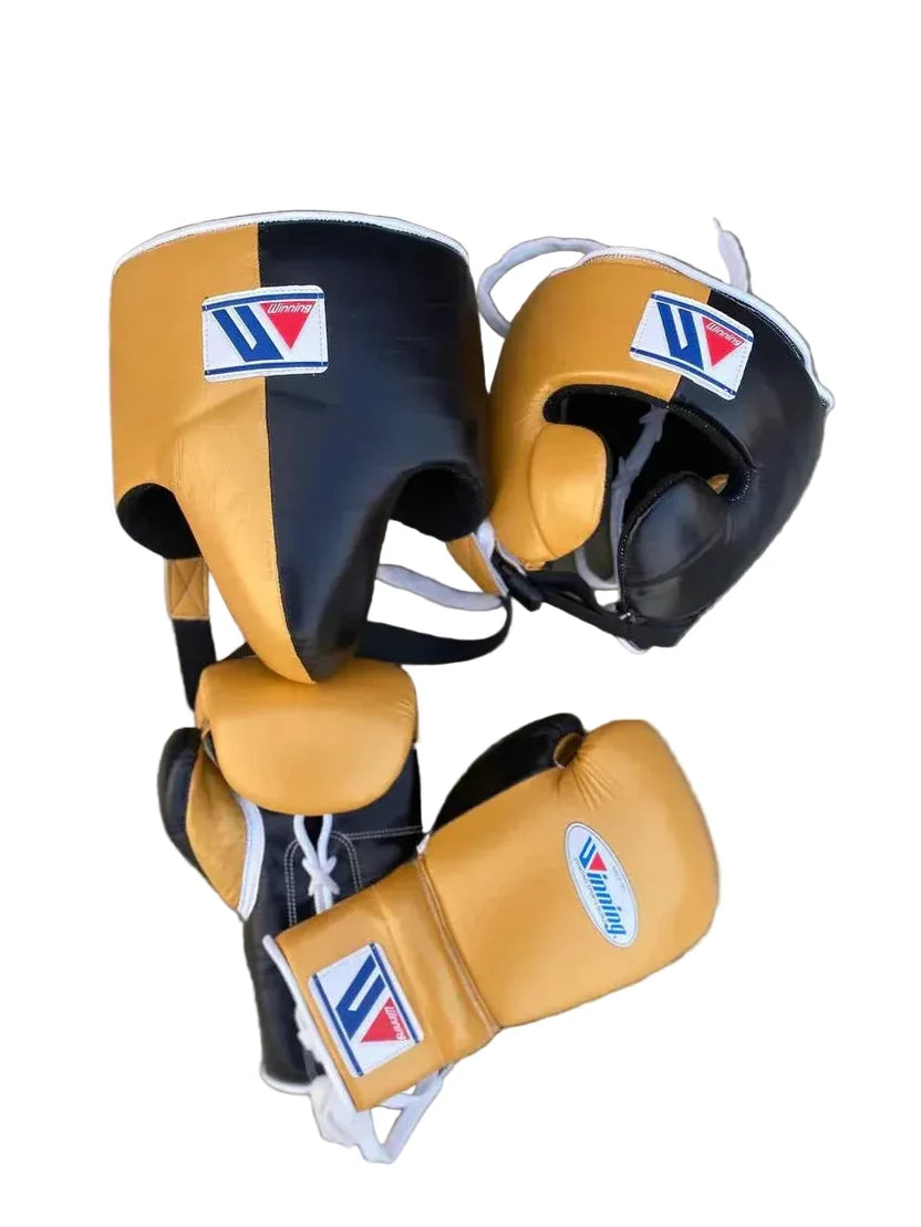 Winning Boxing Set Black/Golden Leather