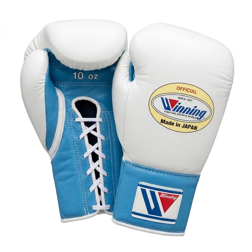 Winning Boxing Set White/Blue Leather