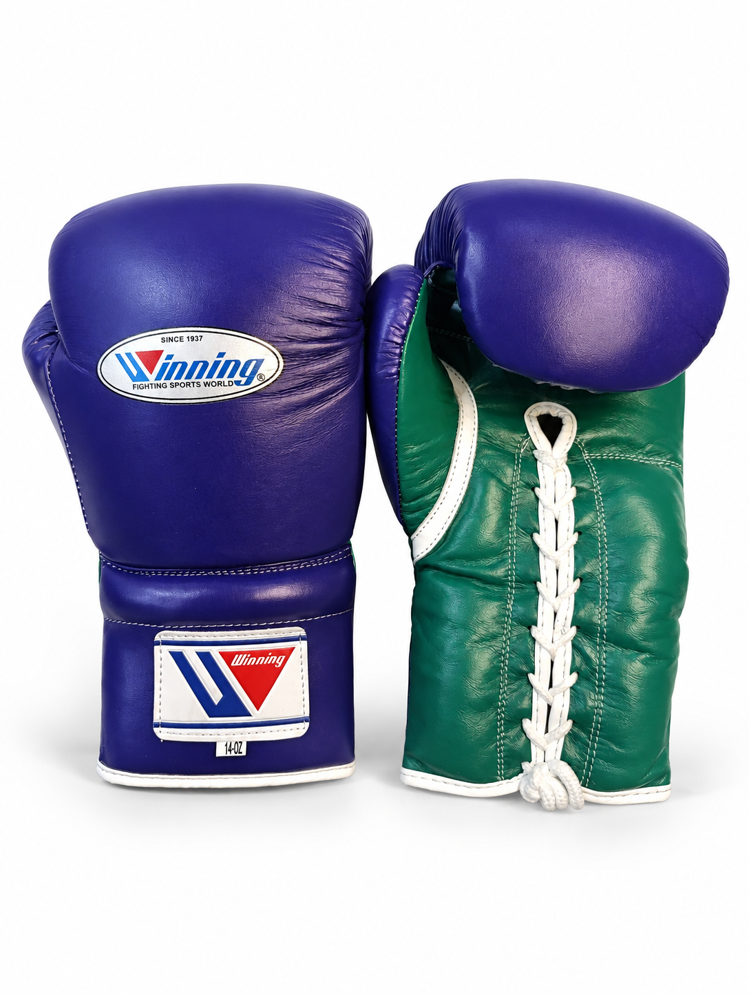 Winning Boxing Gloves Purple/Green Lace-Up