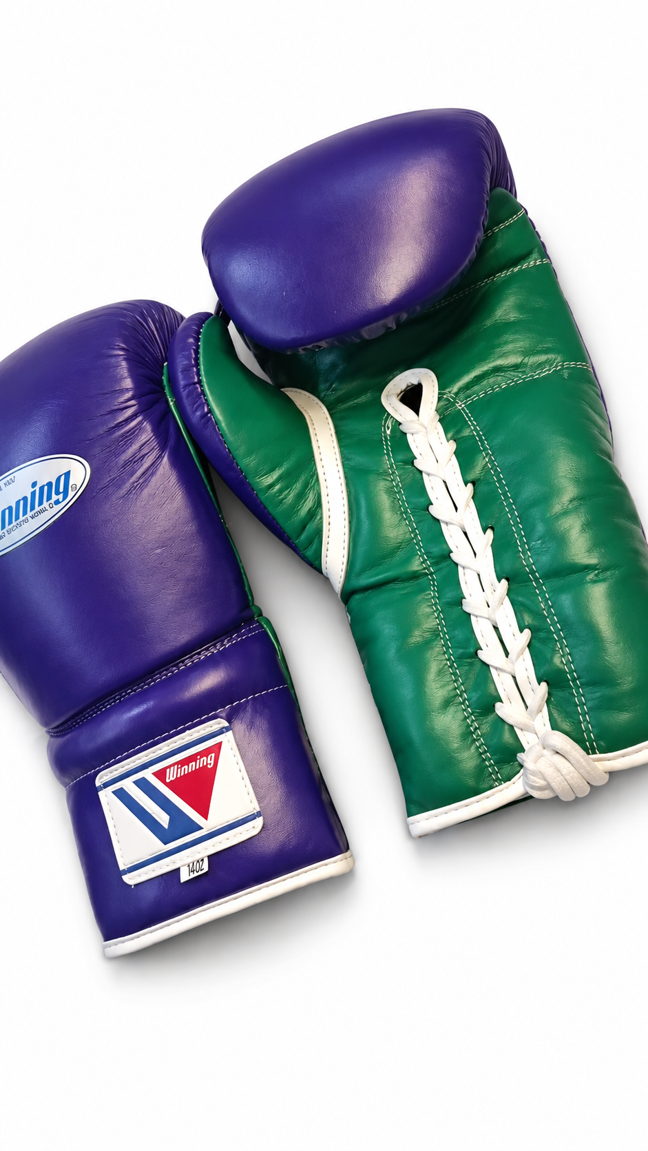 Winning Boxing Gloves Purple/Green Lace-Up