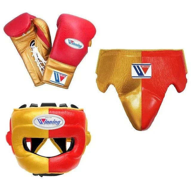 Winning Boxing Set Red/Golden Leather