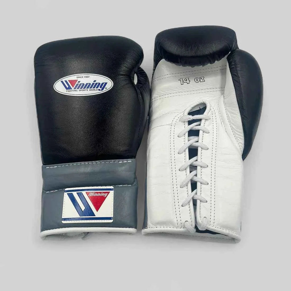 Winning Boxing Gloves Black/White/Grey Lace-Up