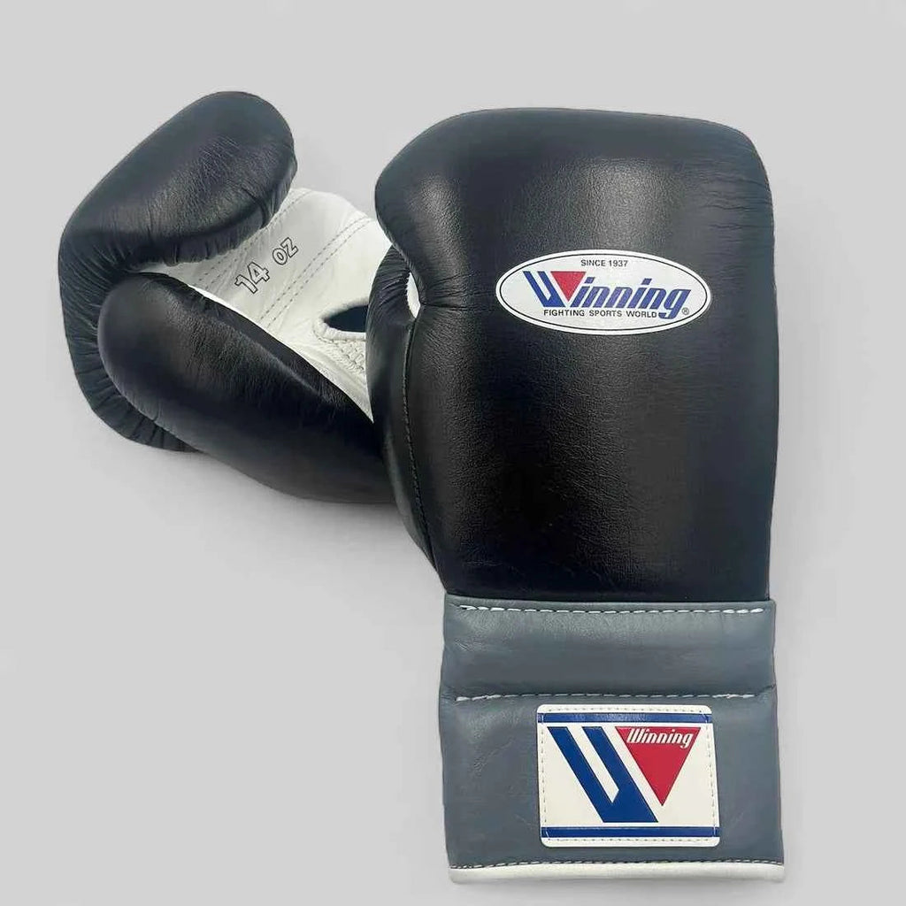 Winning Boxing Gloves Black/White/Grey Lace-Up