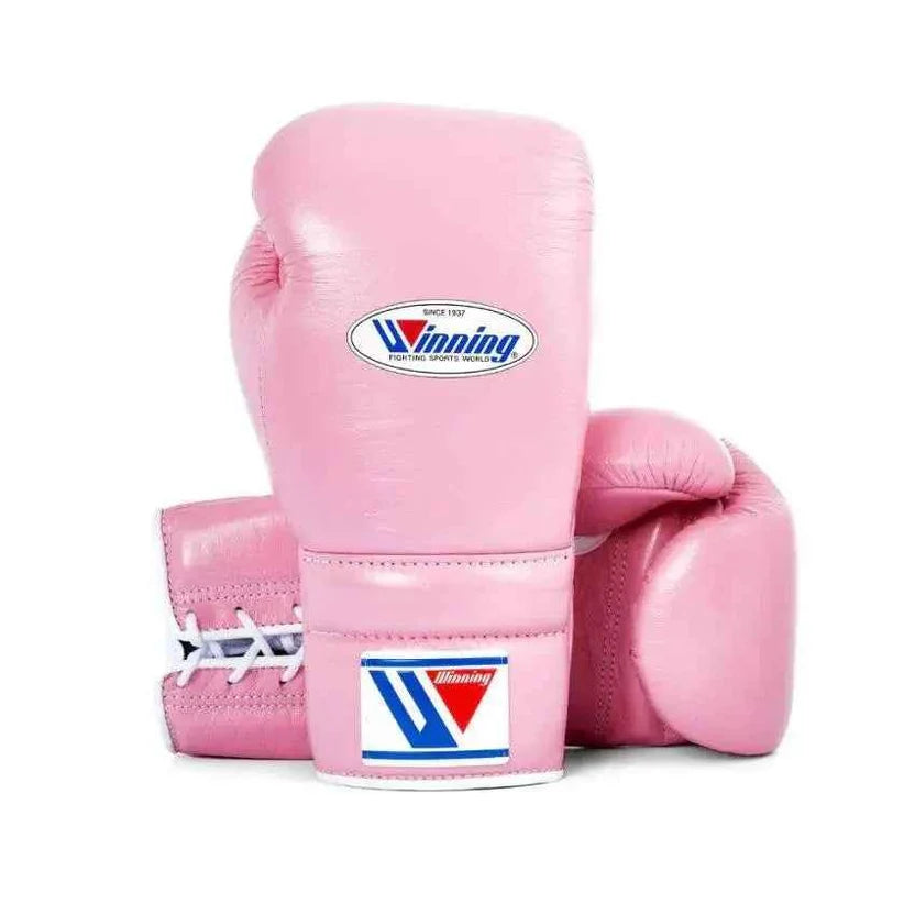 Winning Boxing Gloves Pink/White  Lace up