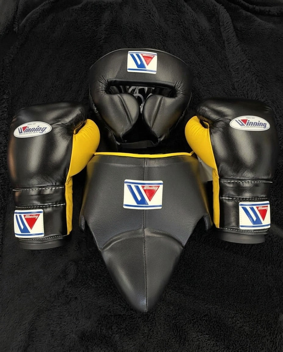 Winning Boxing Set Black/Yellow Leather