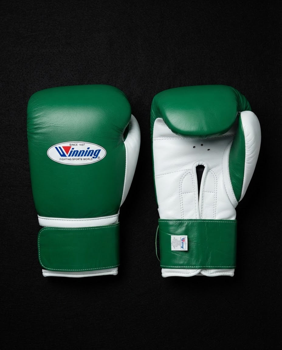 Winning Boxing Gloves Green/White Velcro