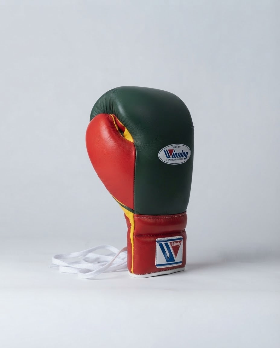 Winning Boxing Gloves Green/Yellow/Red Lace-Up