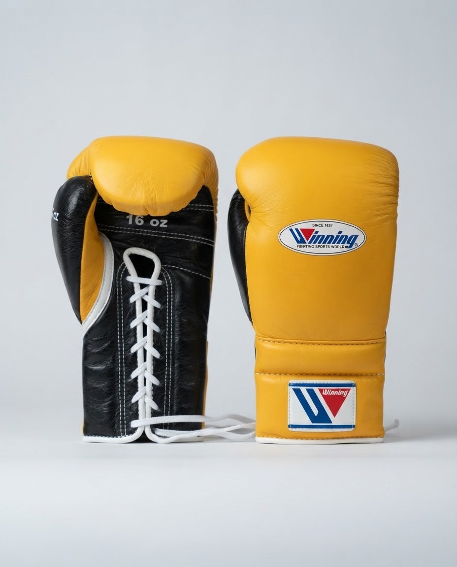 Winning Boxing Gloves Yellow/Black Lace-Up