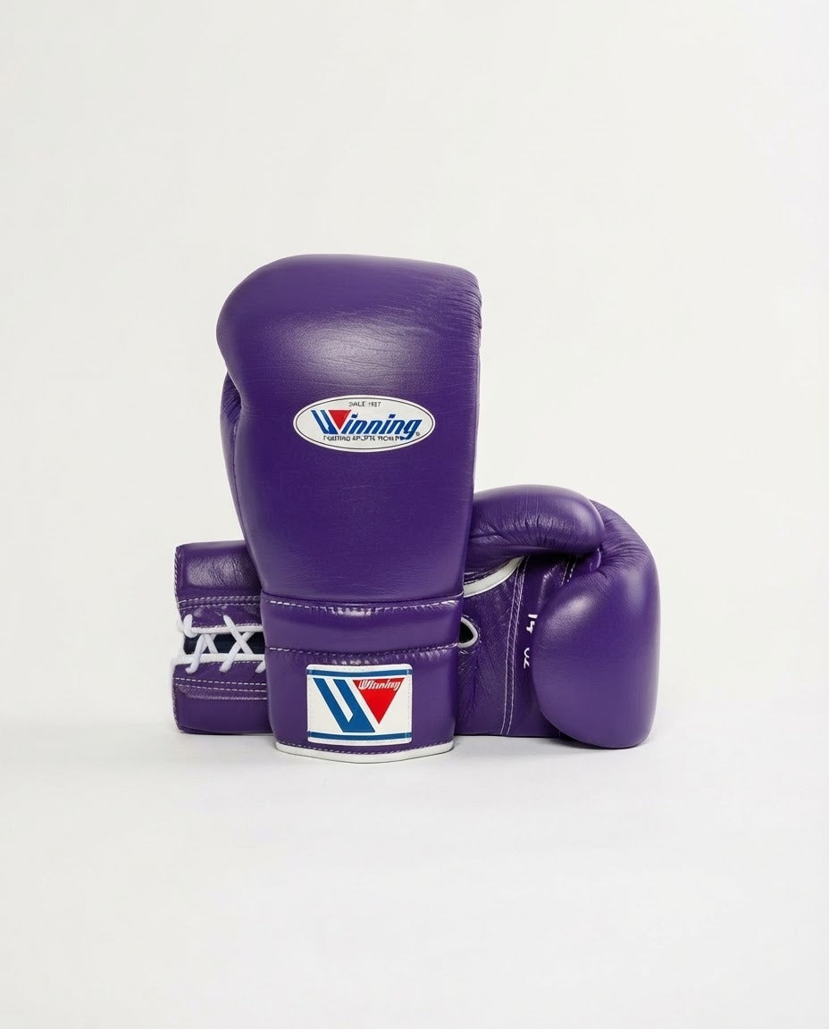 Winning Boxing Gloves Purple Lace-Up