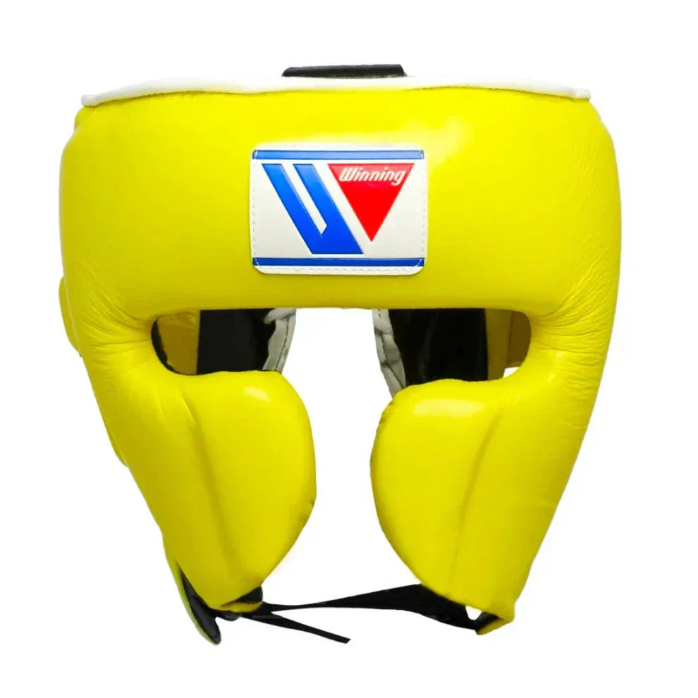 Winning Boxing Headguard Yellow Leather